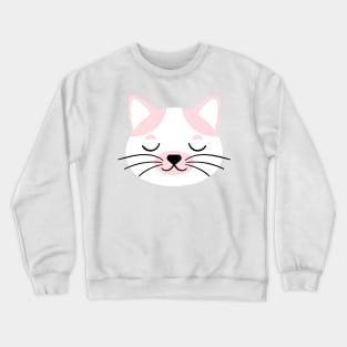 Cute Pink and white Cat face Crewneck Sweatshirt